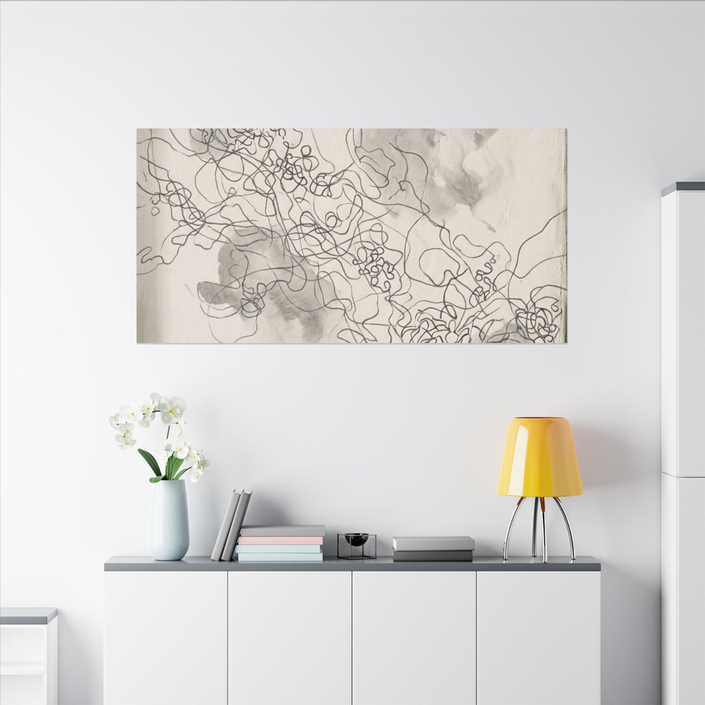 Shadow Play Spring Canvas Art | Dark Japandi Sophisticated Design