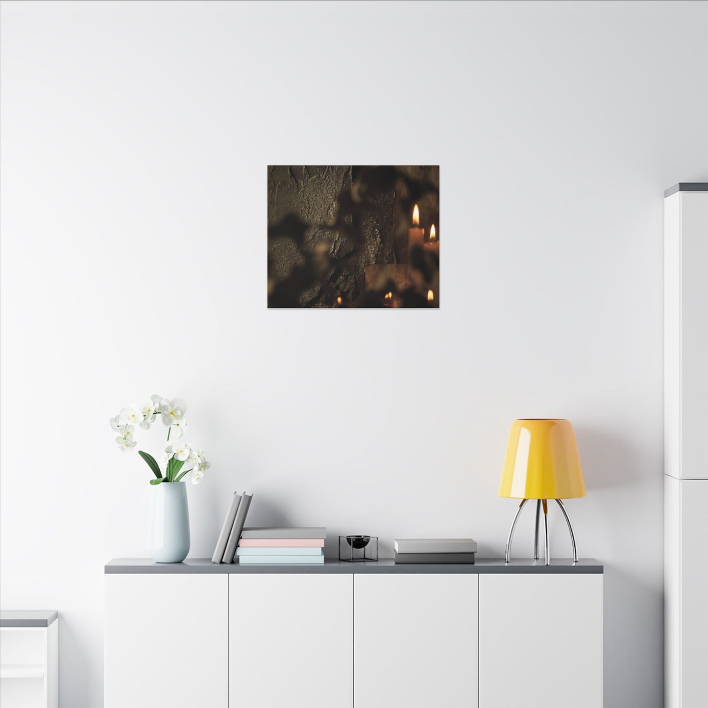 Shadow Play Dark Texture Canvas Art | Moody Dark Japandi Art
