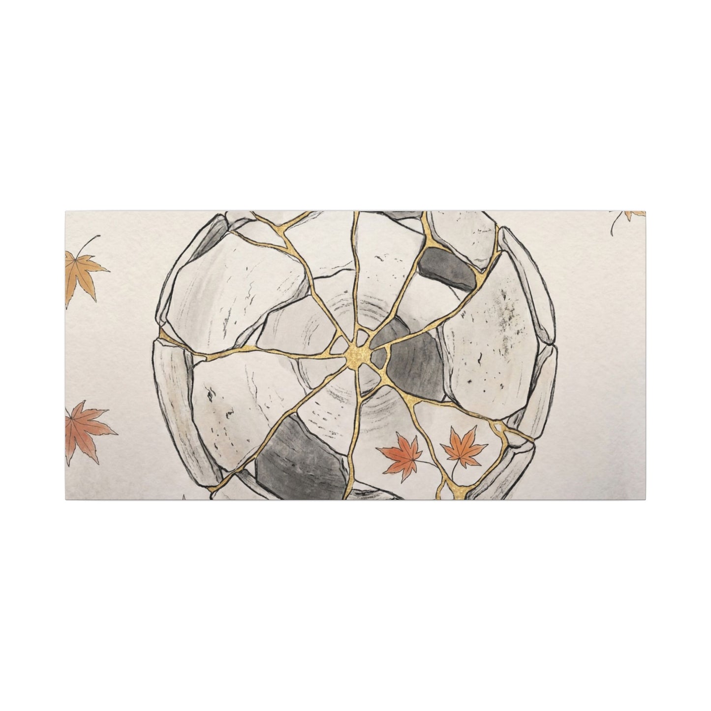 Japandi Broken Pottery in Dawn | Minimal Line Canvas Art