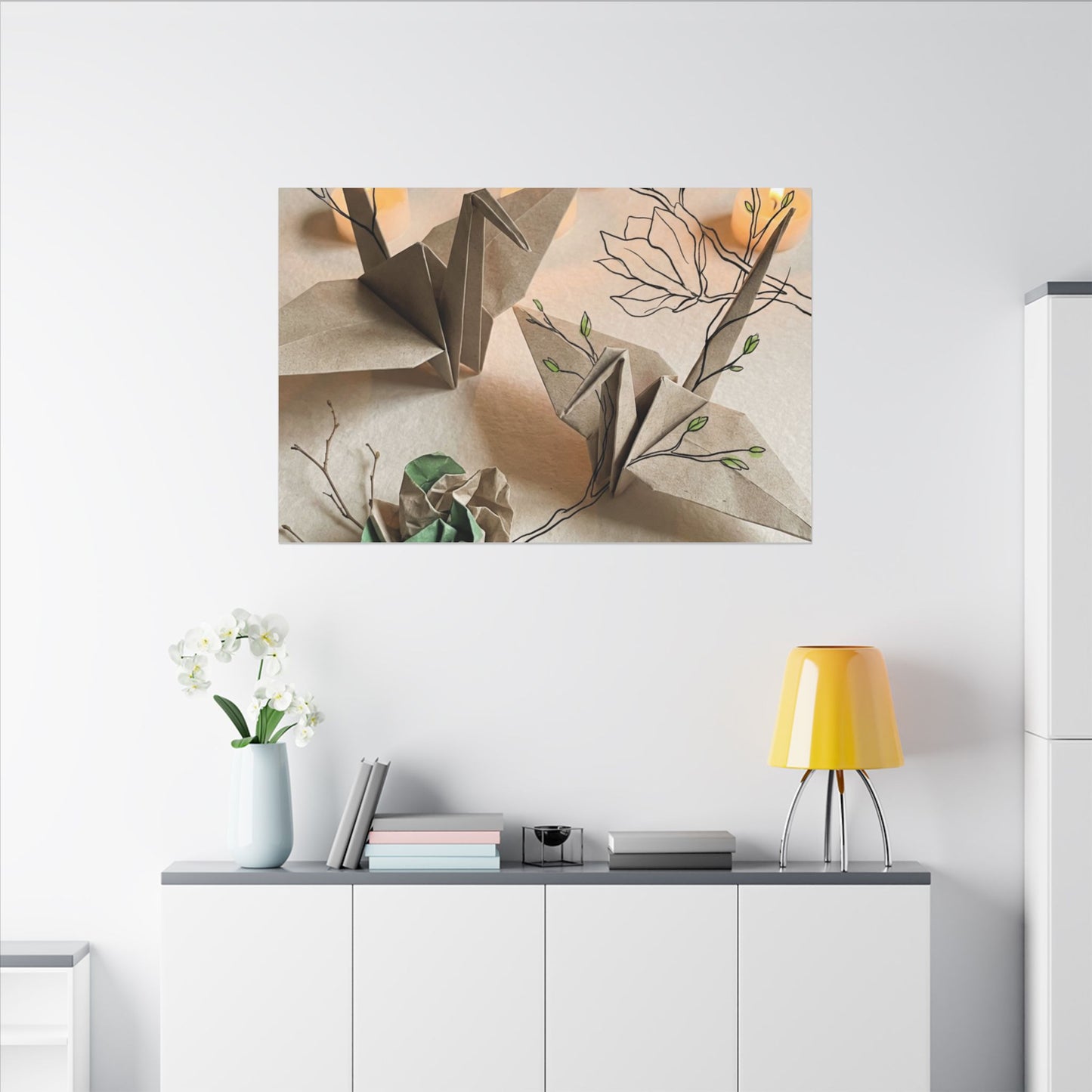 Paper Fold Spring Canvas Art | Japandi Earthy Design Art Print
