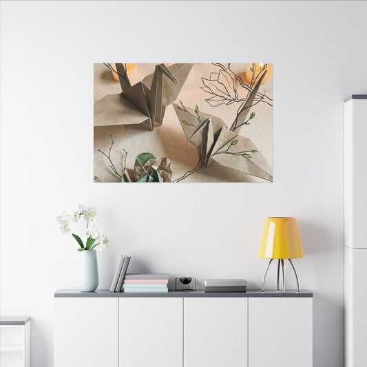 Paper Fold Spring Canvas Art | Japandi Earthy Design Art Print