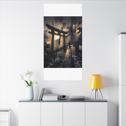 Winter Torii Gate Moody Minimal Canvas Art | Bold Decor