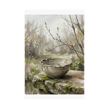 Japandi Ceramic Bowl in Overcast | Minimal Line Wall Art Print