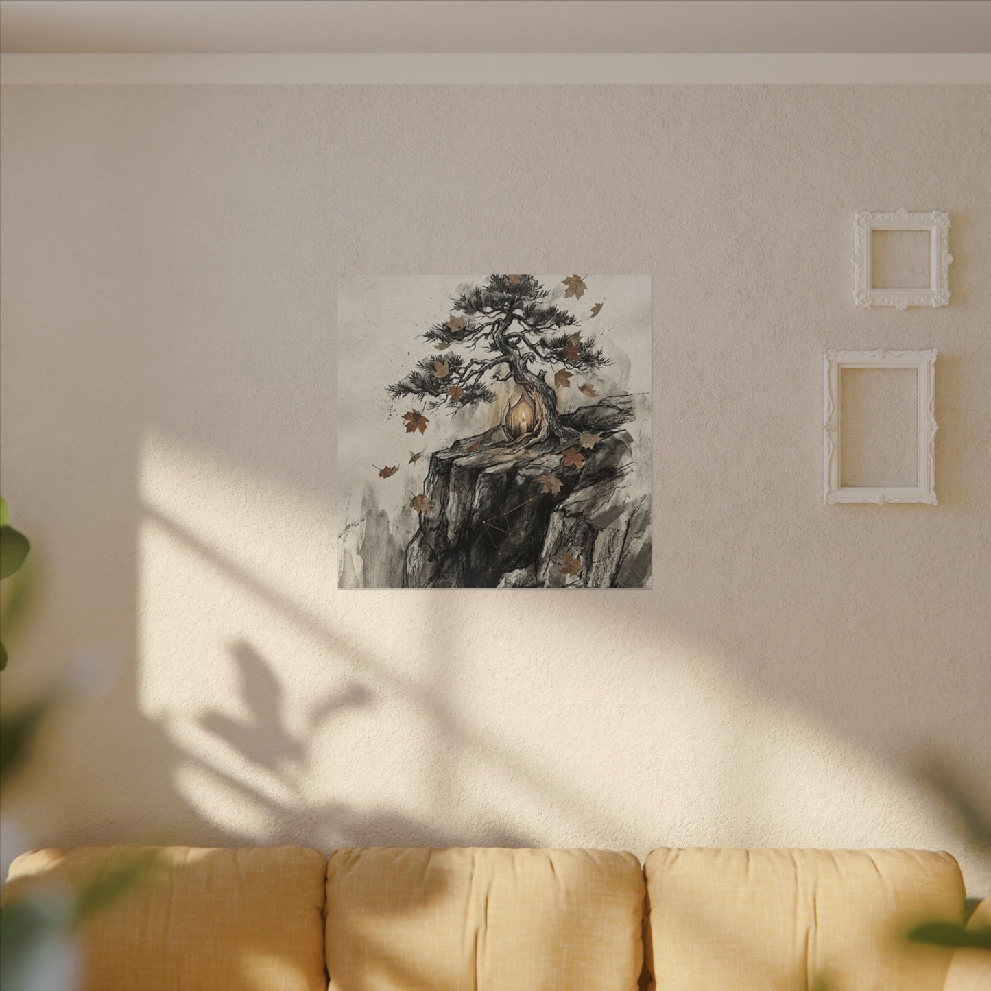Pine Tree Autumn Canvas Art | Japandi Earthy Design