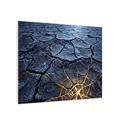 Moonlight Cracked Earth Canvas Art - Kintsugi Mono No Aware
