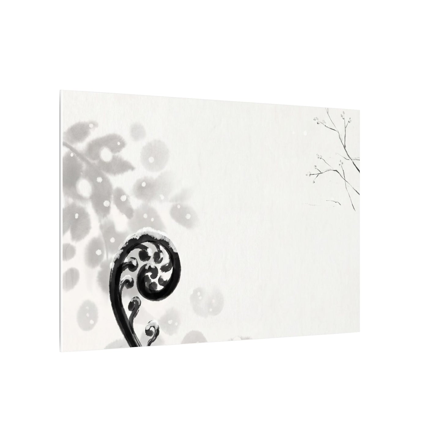 Winter Fern Unfurling Ukiyo E Inspired Canvas Art | Peaceful Decor