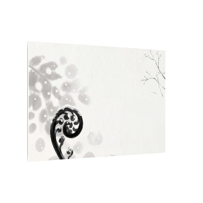 Winter Fern Unfurling Ukiyo E Inspired Canvas Art | Peaceful Decor