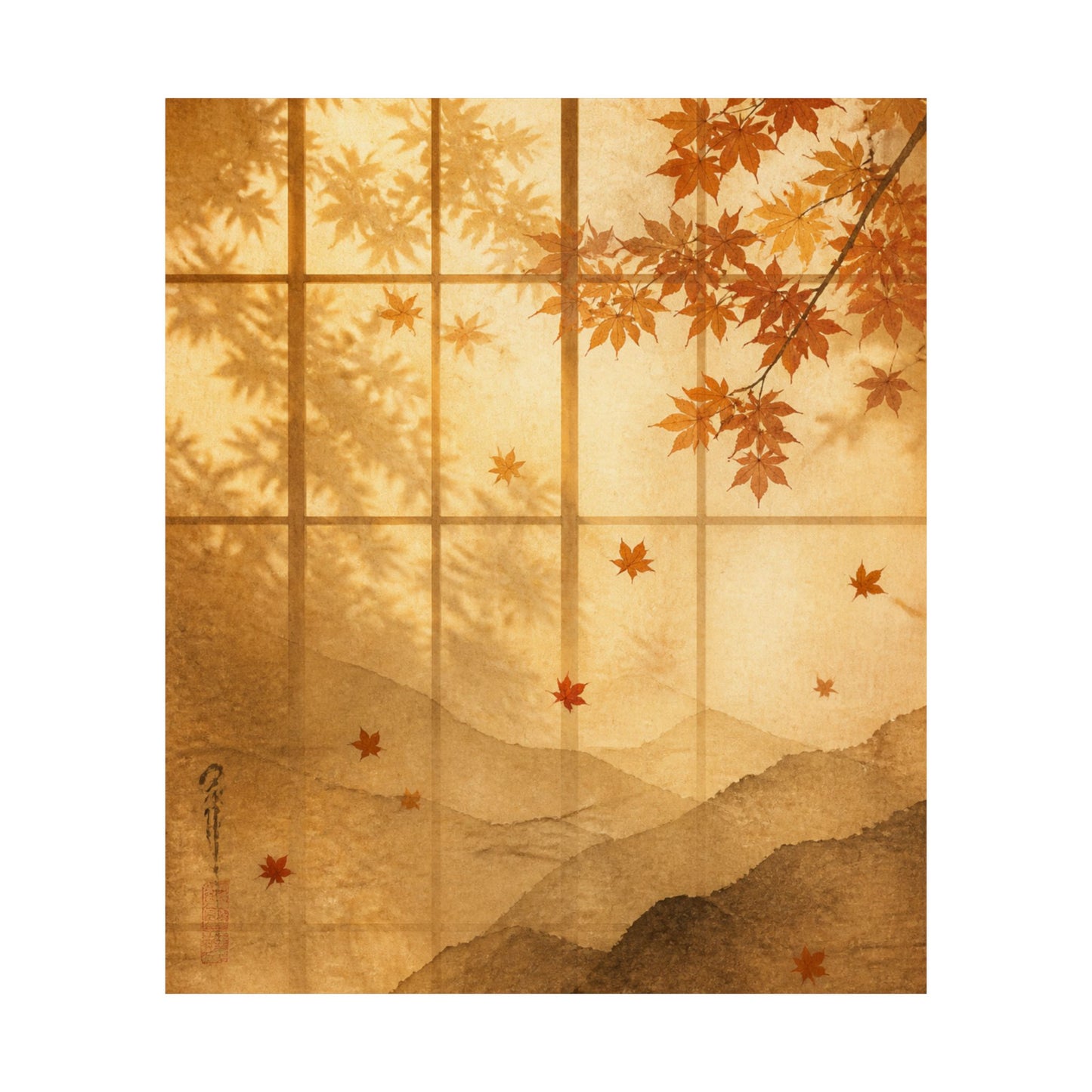 Shoji Screen Wall Art Print | Autumn Japandi Texture Art