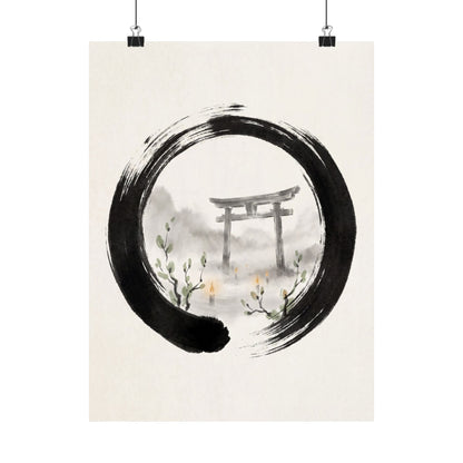 Spring Torii Gate Enso Wall Art Print | Calm Decor Art Print