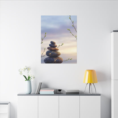 Spring River Stones Gold Vein Canvas Art | Philosophical Decor