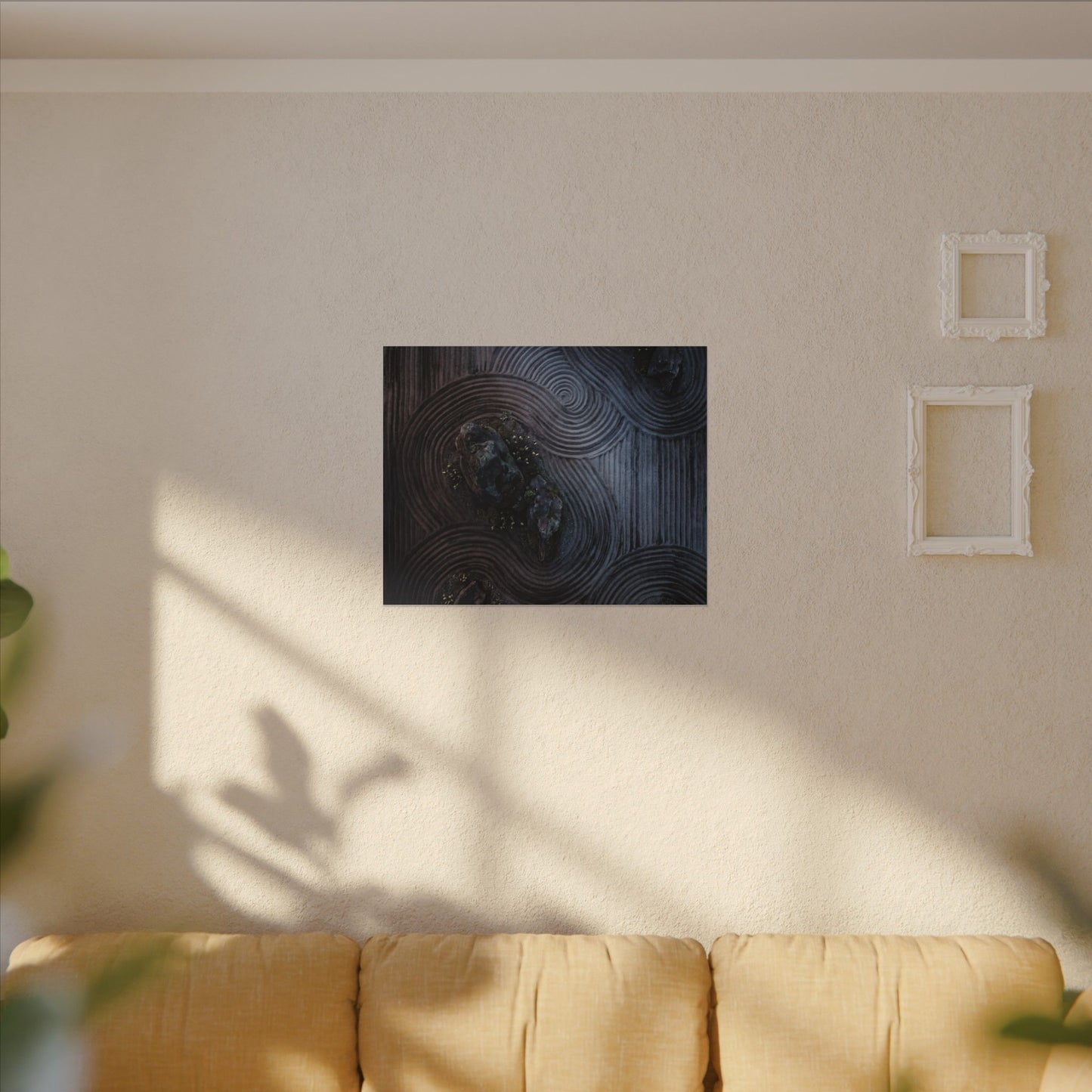 Spring Rock Garden Charcoal Ink Canvas Art | Bold Decor
