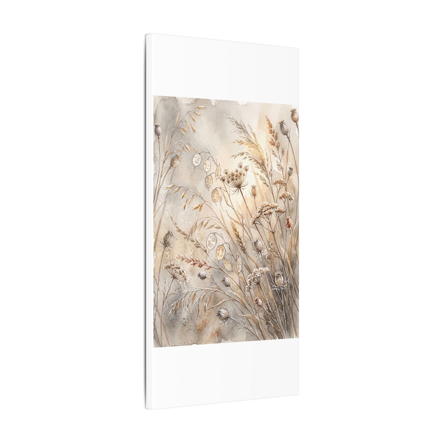 Winter Dried Flowers Watercolor Canvas Art | Warm Decor