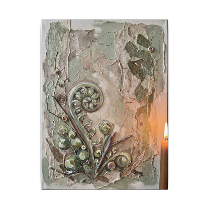 Japandi Fern Unfurling in Candlelight | Texture Canvas Art