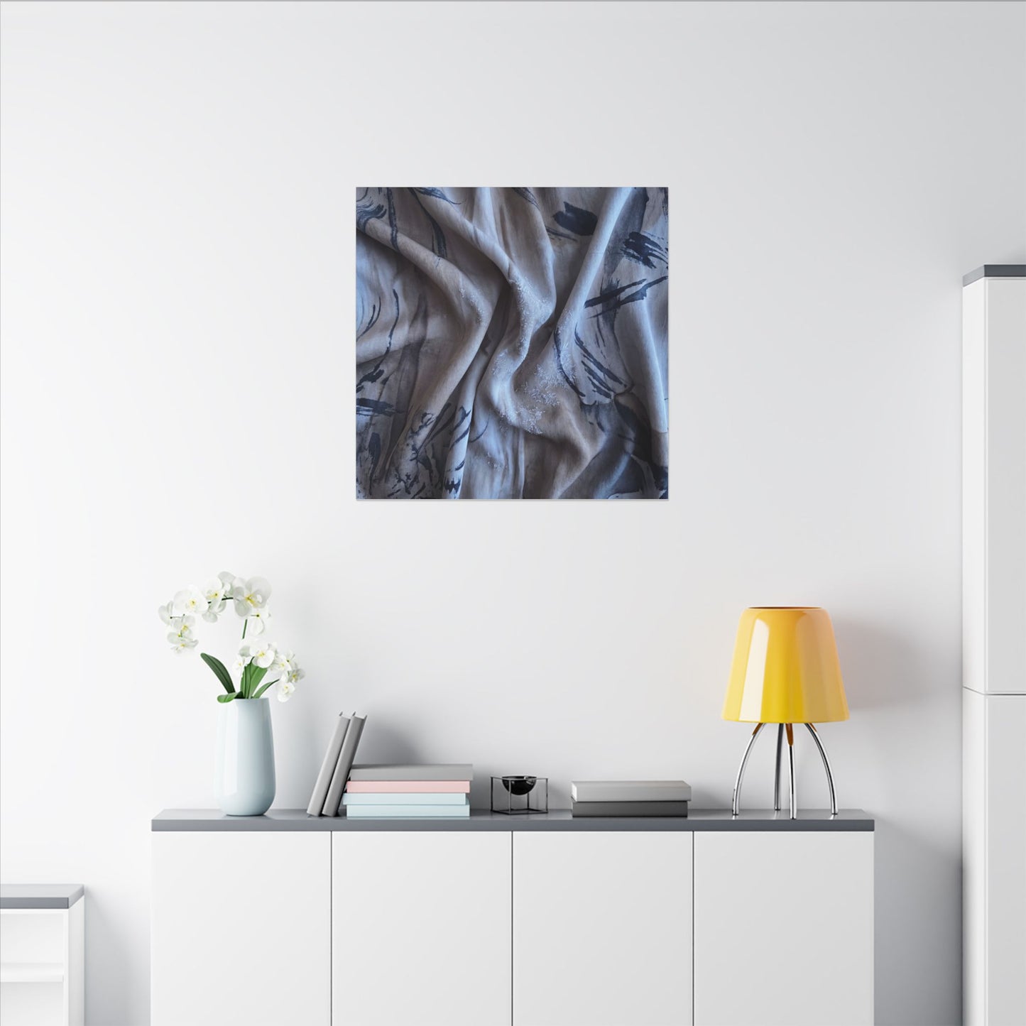 Silk Drape Winter Canvas Art | Japandi Earthy Design