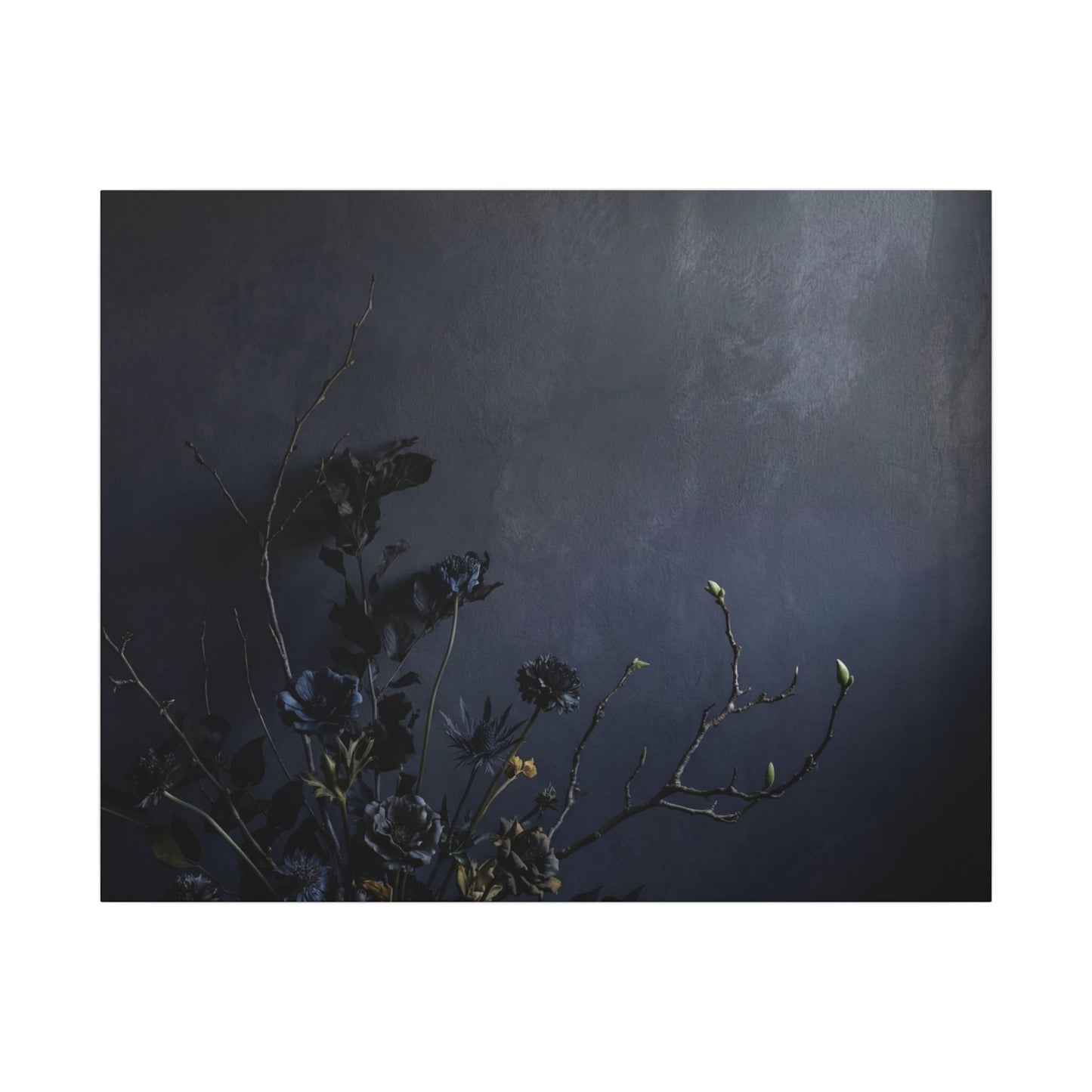 Dried Flowers Spring Canvas Art | Dark Japandi Moody Design