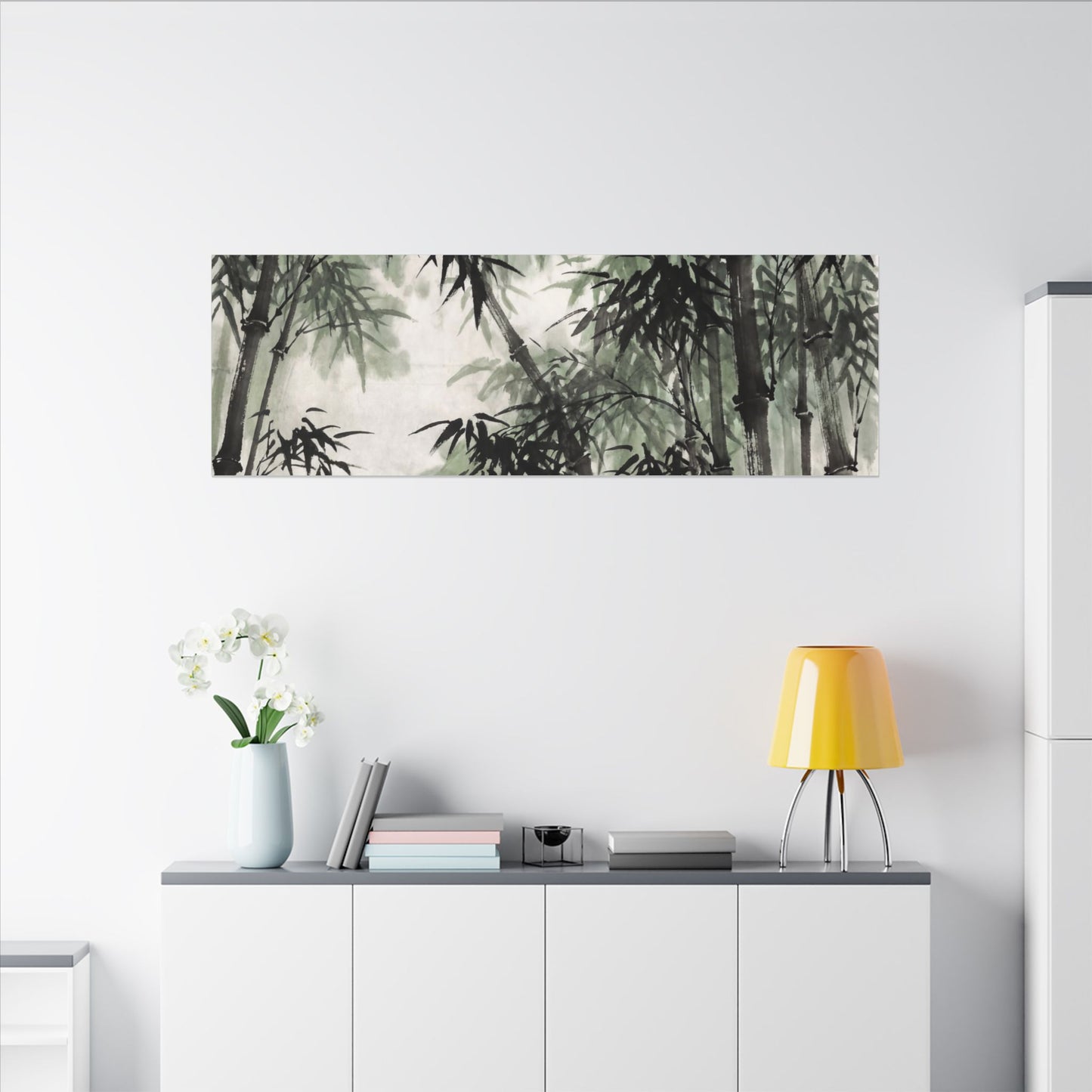 Zen Bamboo Grove in Overcast | Sumi E Canvas Art