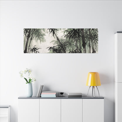 Zen Bamboo Grove in Overcast | Sumi E Canvas Art