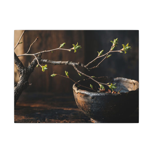 Spring Ceramic Bowl Moody Minimal Canvas Art | Sophisticated Decor Art Print
