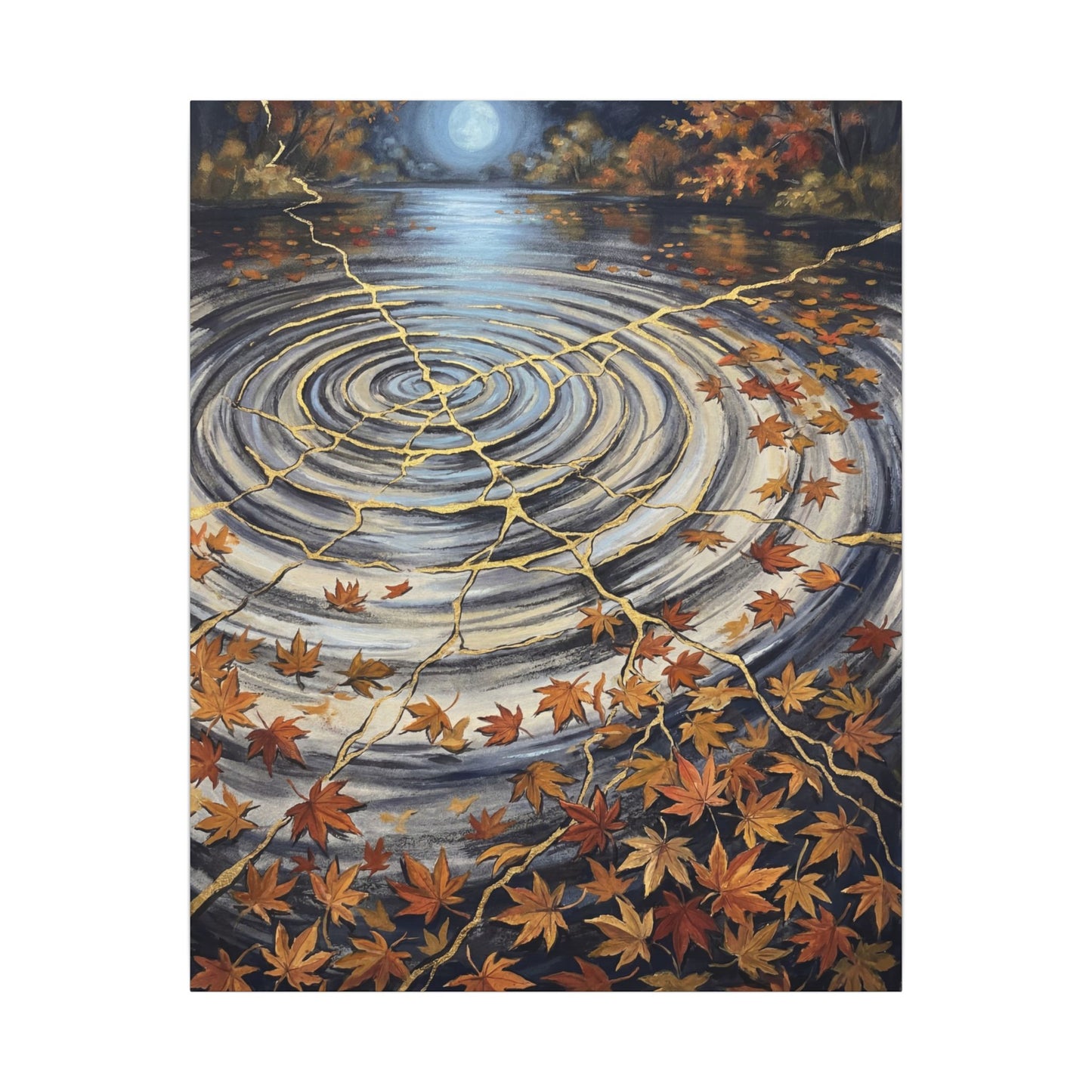 Moonlight Water Ripple Canvas Art - Kintsugi Fukinsei