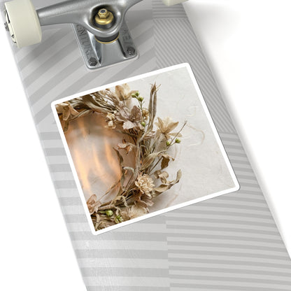 Dried Flowers Japanese Pattern Sticker | Elegant Japandi Art Art Print