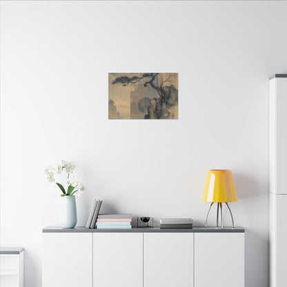 Japandi Pine Tree in Moonlight | Japanese Pattern Canvas Art