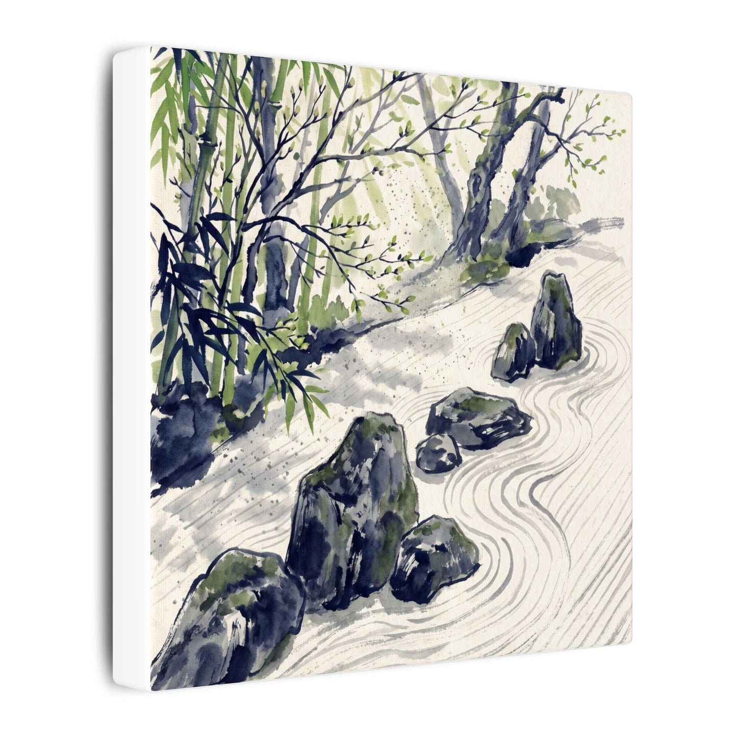 Dappled Rock Garden Canvas Art - Zen Mono No Aware