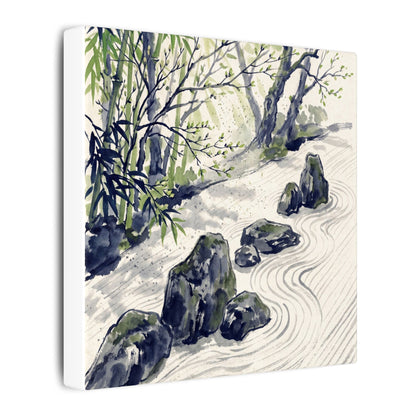 Dappled Rock Garden Canvas Art - Zen Mono No Aware