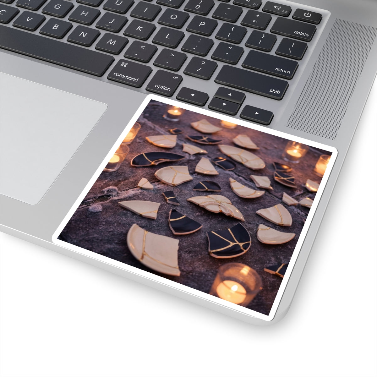 Kintsugi Broken Pottery in Candlelight | Broken Beauty Sticker Art Print