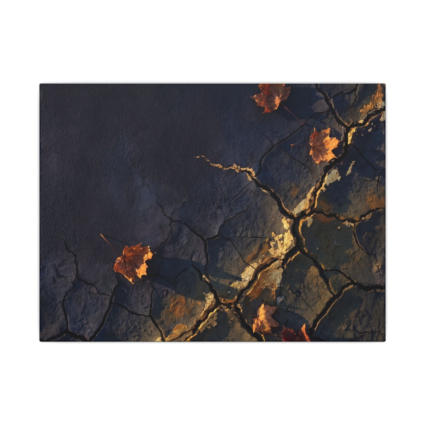 Cracked Earth Canvas Art | Autumn Dark Japandi Dark Texture Art Art Print