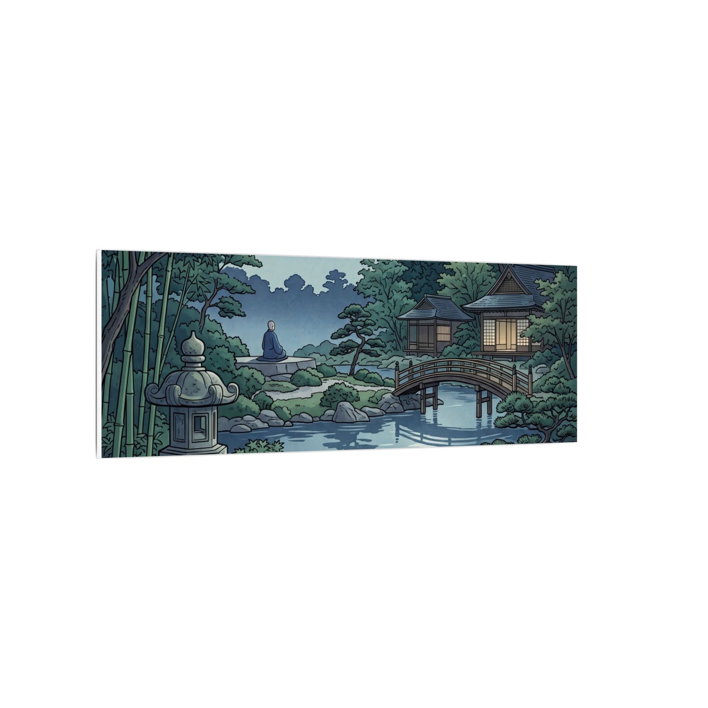 Summer Moonlit Garden Ukiyo E Inspired Canvas Art | Serene Decor