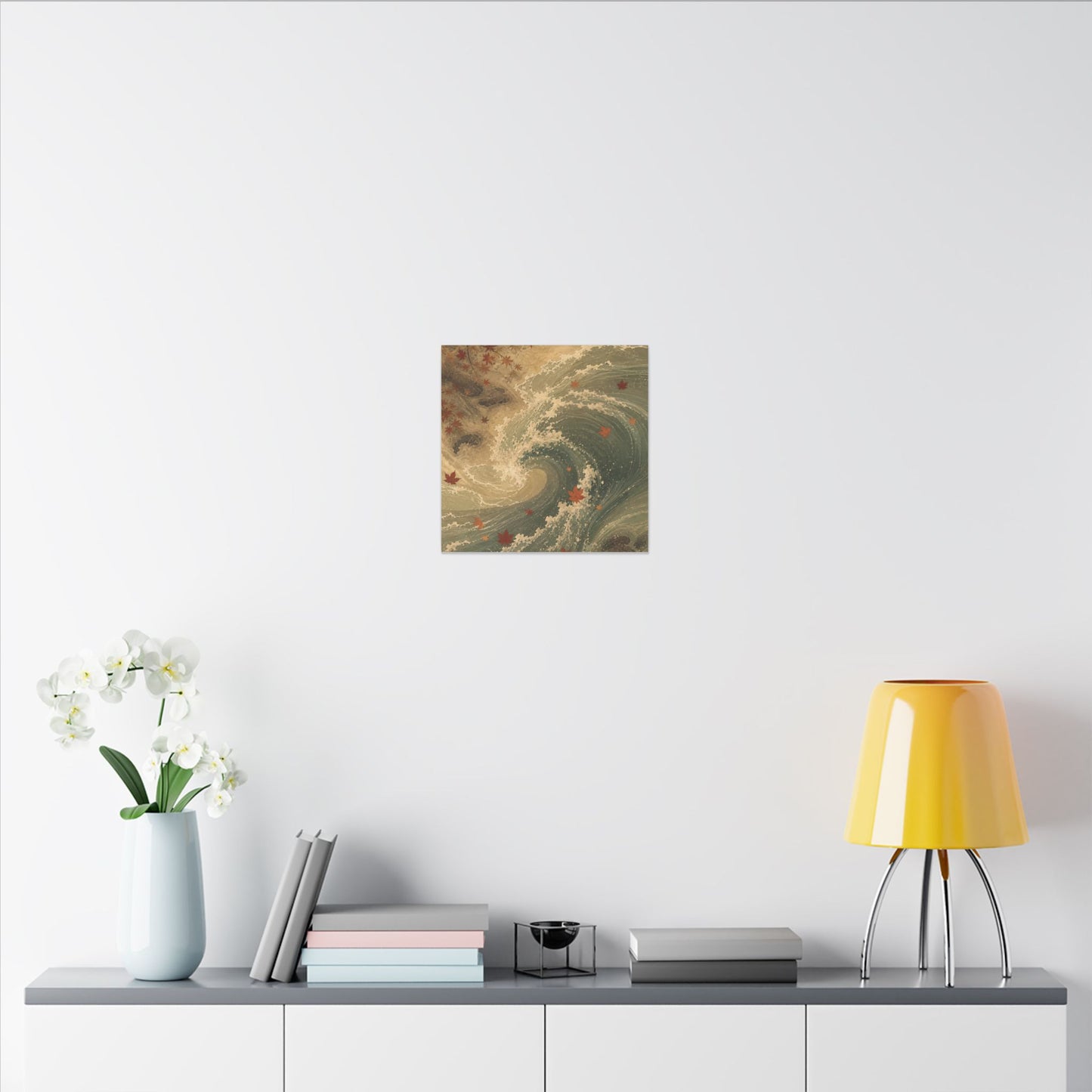 Japandi Ocean Wave in Candlelight | Japanese Pattern Canvas Art