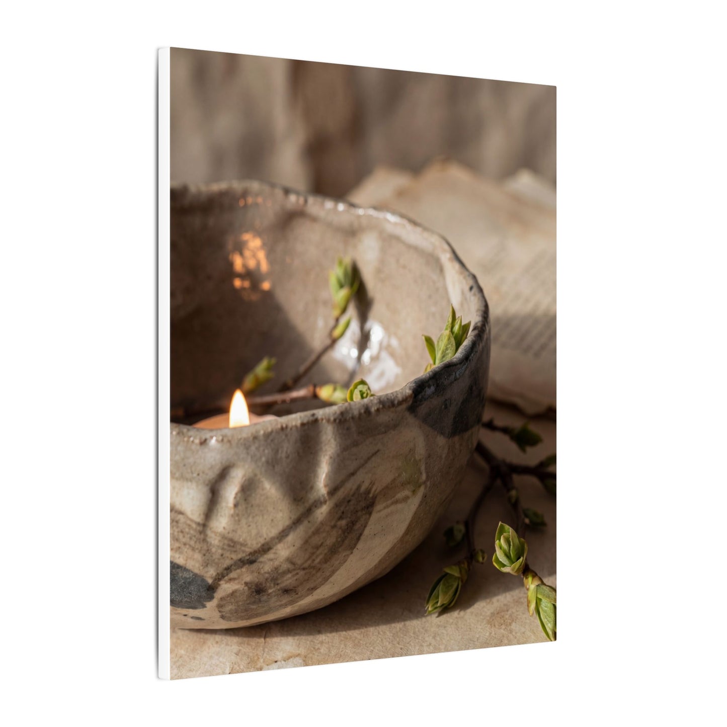 Candlelight Ceramic Bowl Canvas Art - Japandi Ma