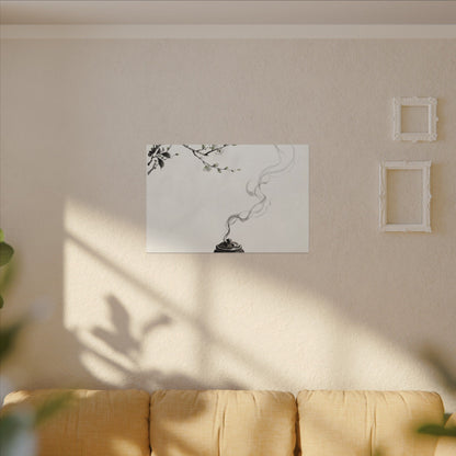 Calm Incense Smoke Canvas Art - Sumi E Zen