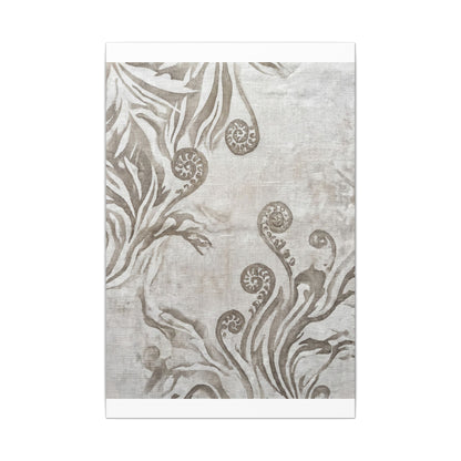 Japandi Fern Unfurling in Overcast | Japanese Pattern Canvas Art