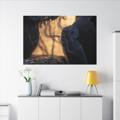 Incense Smoke Canvas Art | Winter Dark Japandi Shadow Zen Art