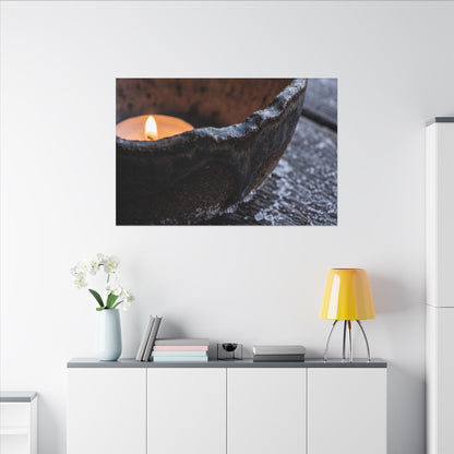 Atmospheric Ceramic Bowl Canvas Art - Moody Minimal Dark Japandi