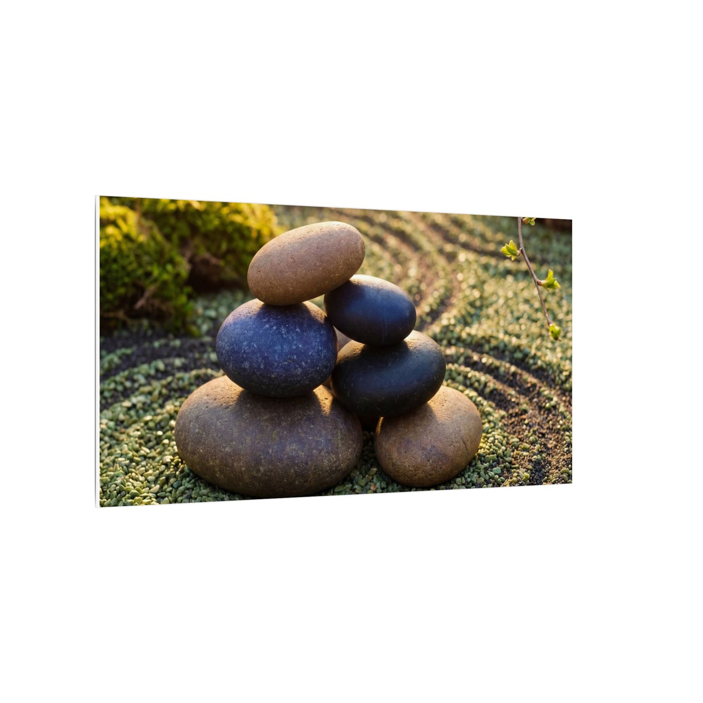 Zen River Stones in Golden Hour | Karesansui Canvas Art