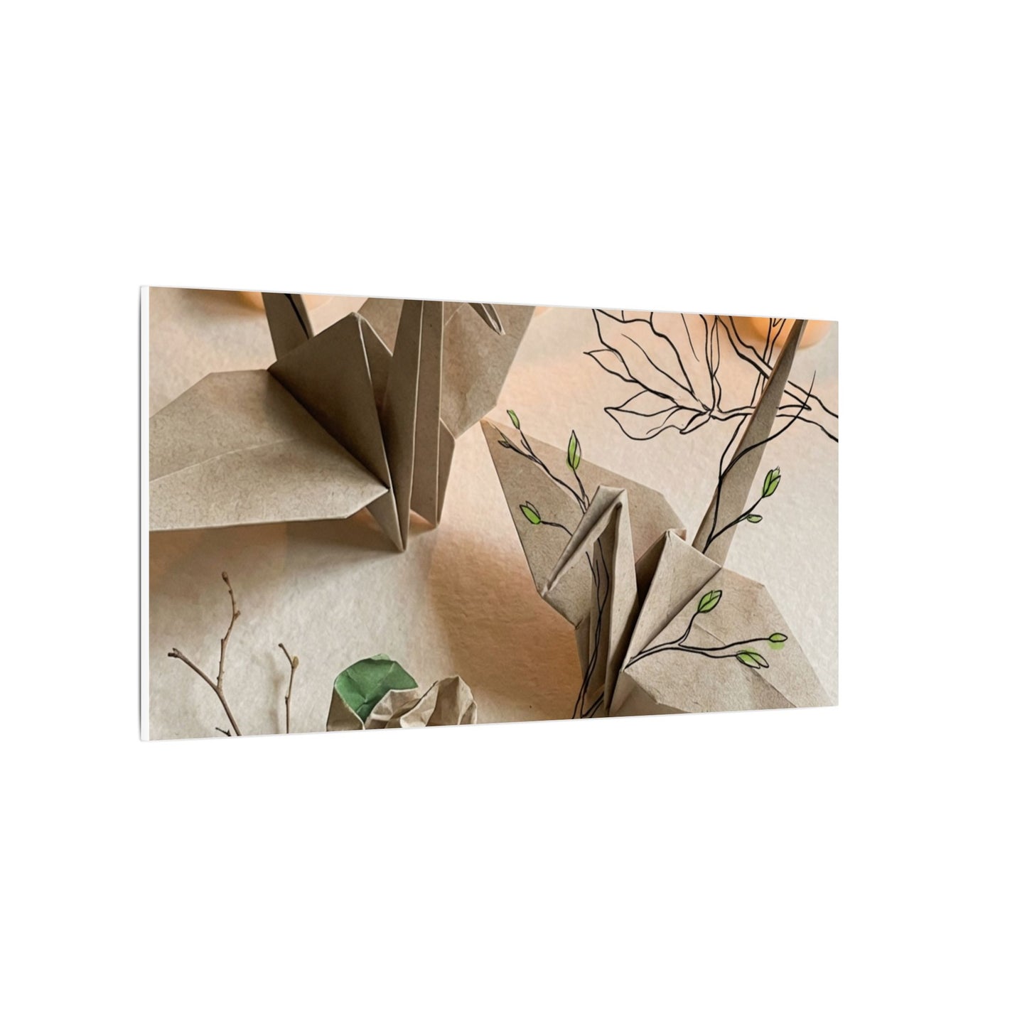 Paper Fold Spring Canvas Art | Japandi Earthy Design