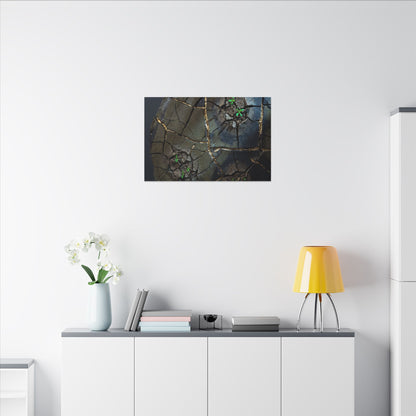 Dark Japandi Cracked Earth in Moonlight | Moody Minimal Canvas Art