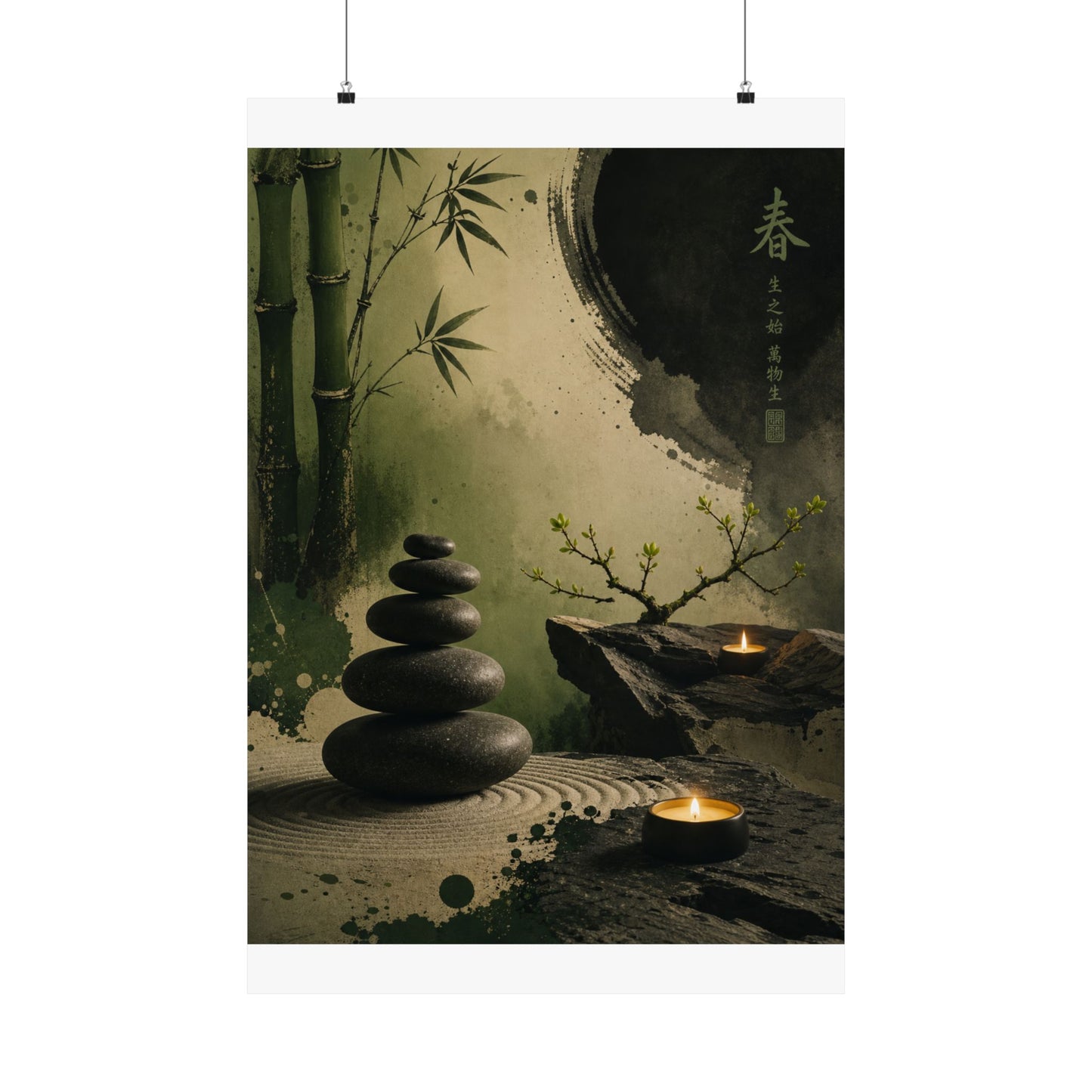 River Stones Spring Wall Art Print | Zen Calm Design