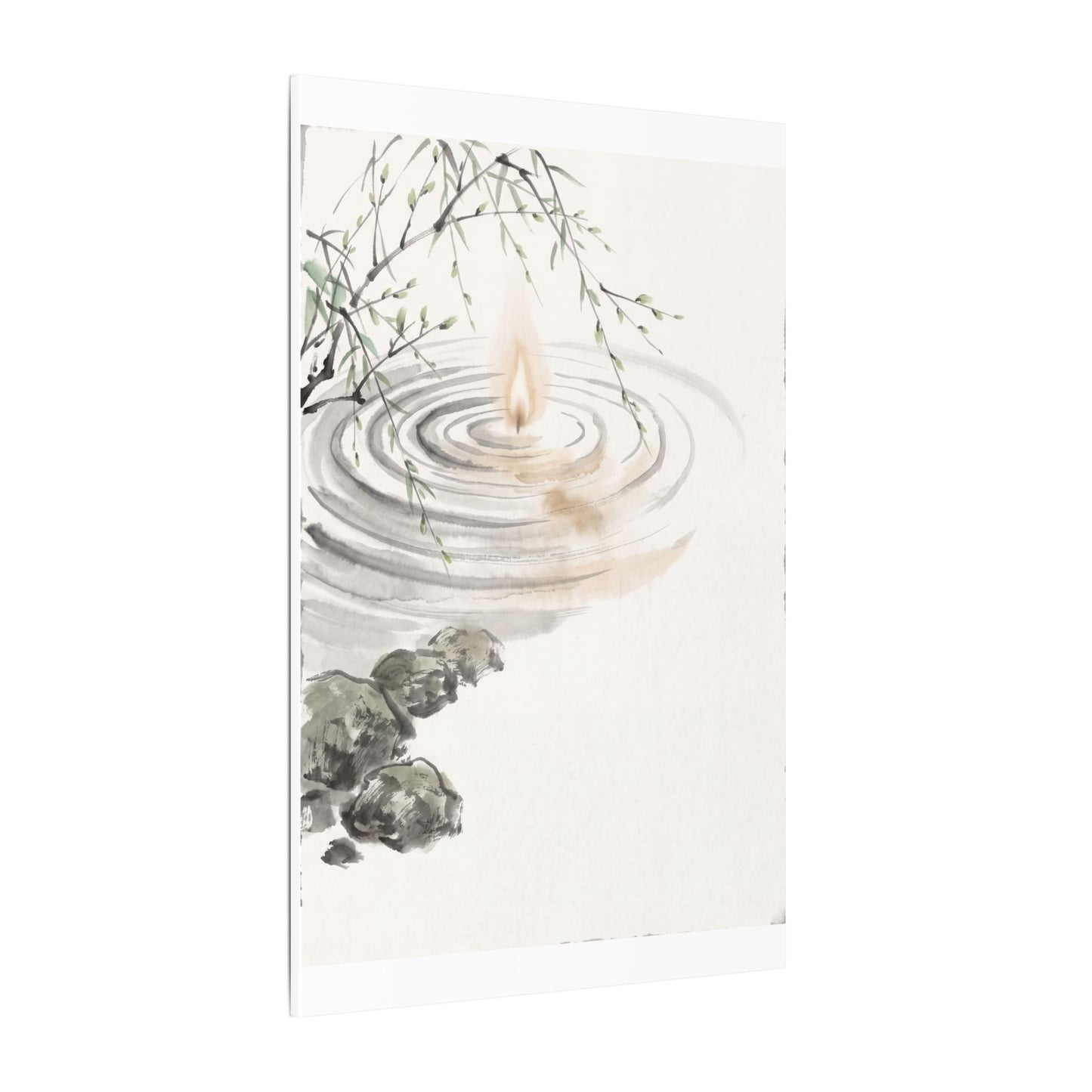 Water Ripple Sumi E Canvas Art | Tranquil Zen Art