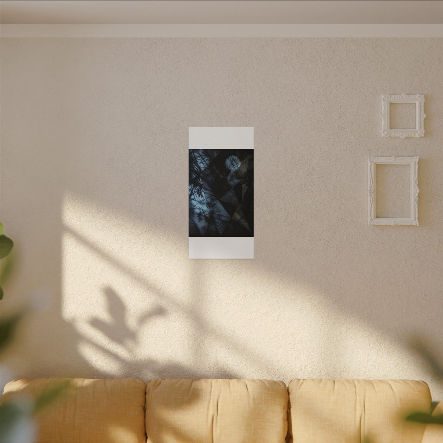 Shadow Play Winter Canvas Art | Dark Japandi Luxurious Design