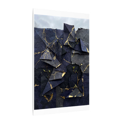 Beautiful Paper Fold Canvas Art - Crackle Gold Kintsugi