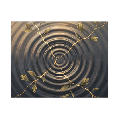 Kanso Water Ripple Canvas Art - Kintsugi Gold Vein