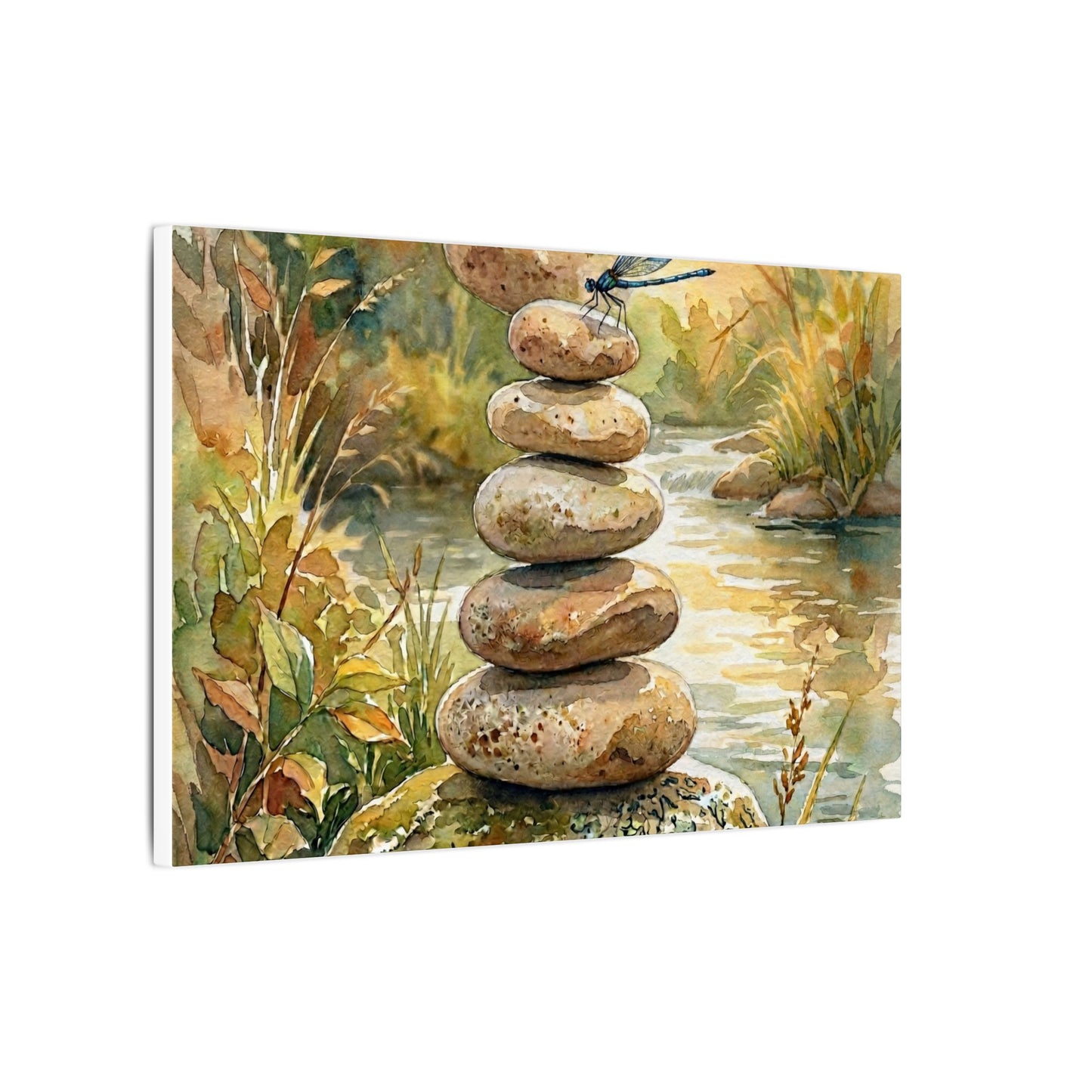 River Stones Summer Canvas Art | Japandi Cozy Design