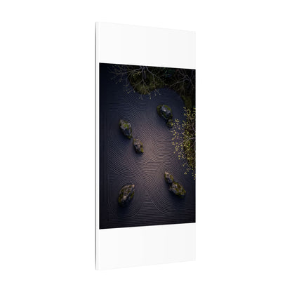 Dark Japandi Rock Garden in Dawn | Shadow Zen Canvas Art