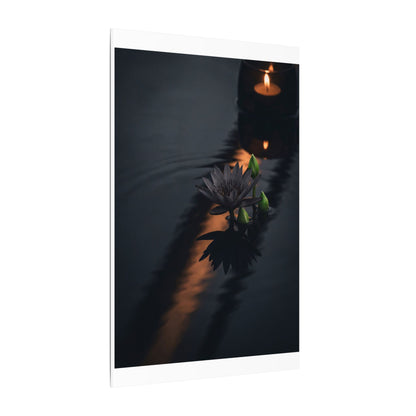 Seijaku Lotus Flower Canvas Art - Dark Japandi Shadow Zen