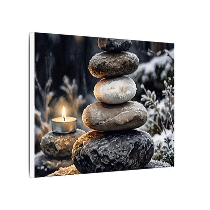 River Stones Canvas Art | Winter Japandi Watercolor Art