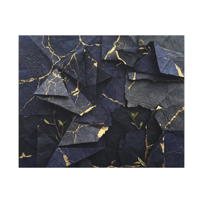 Beautiful Paper Fold Canvas Art - Crackle Gold Kintsugi