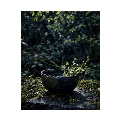 Ceramic Bowl Shadow Zen Wall Art Print | Moody Dark Japandi Art